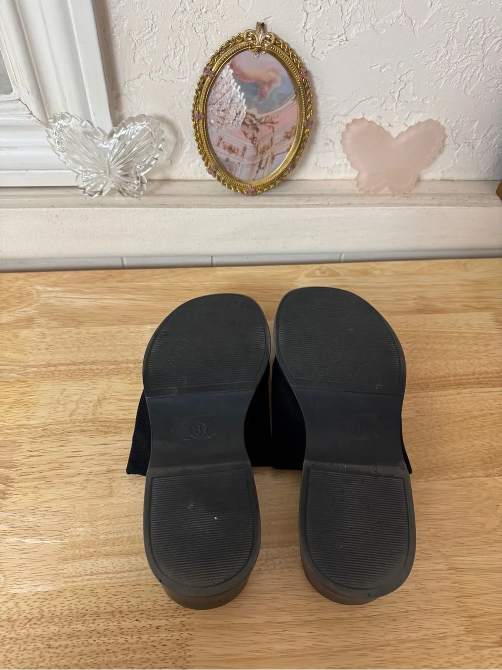 Maurices Black Platform Slide Sandals Size 8 Y2K Chunky Minimalist Wedge Slides